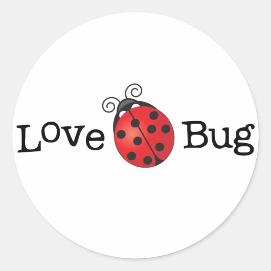 Love Bug - Ladybug Ronde Sticker (Voorkant)