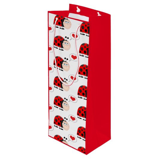 Love Bug Ladybug Wijn Cadeautas (Achterkant Gekanteld)