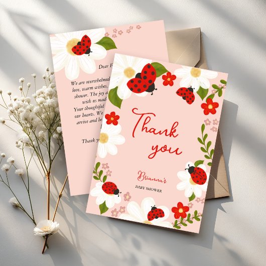 Love bug madeliefjes schattig lieveheersbeestje ba bedankkaart