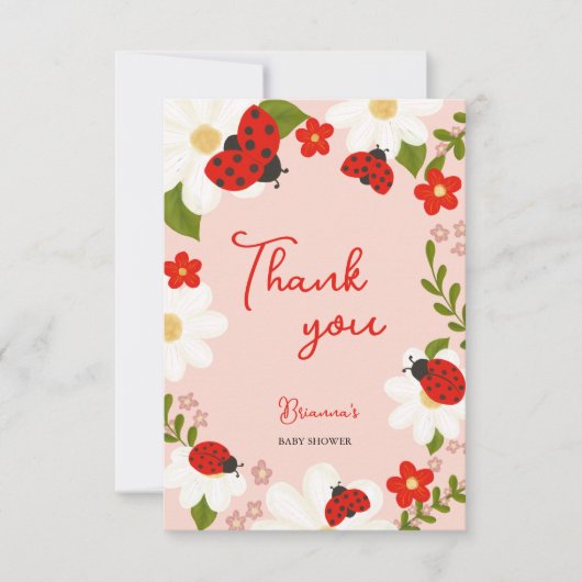 Love bug madeliefjes schattig lieveheersbeestje ba bedankkaart (Voorkant)