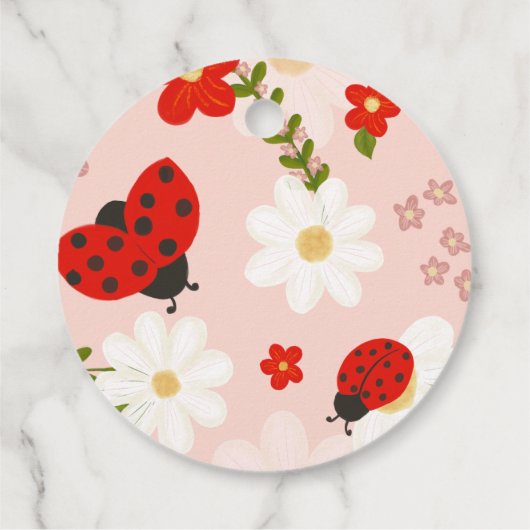 Love bug madeliefjes schattige lieveheersbeestje b bedankjes labels (Achterkant)