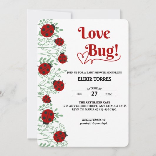 Love Bug Minimalistisch Baby shower Kaart (Voorkant)