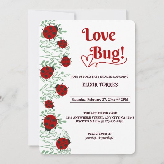Love Bug Minimalistisch Baby shower Kaart (Voorkant)