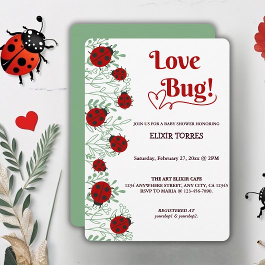 Love Bug Minimalistisch Baby shower Kaart