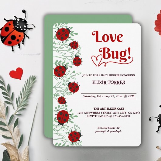 Love Bug Minimalistisch Baby shower Kaart