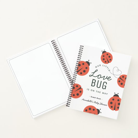 Love Bug Red Ladybug Baby Shower Guest Book Notitieboek (Binnen)
