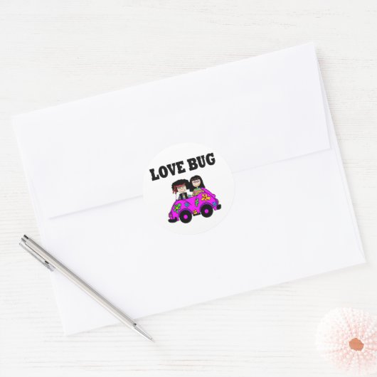 Love Bug Ronde Sticker (Envelop)