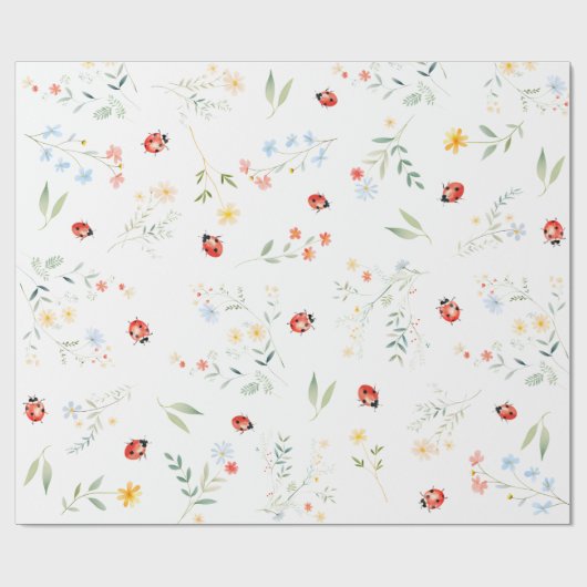 Love Bug Schattigee zomertuin Cadeaupapier (Vlak)