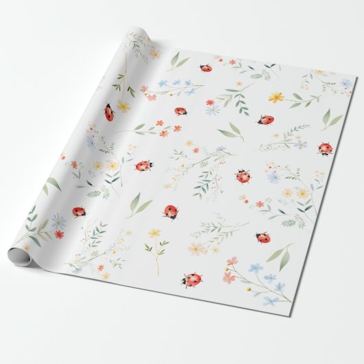 Love Bug Schattigee zomertuin Cadeaupapier (Uitgerold)