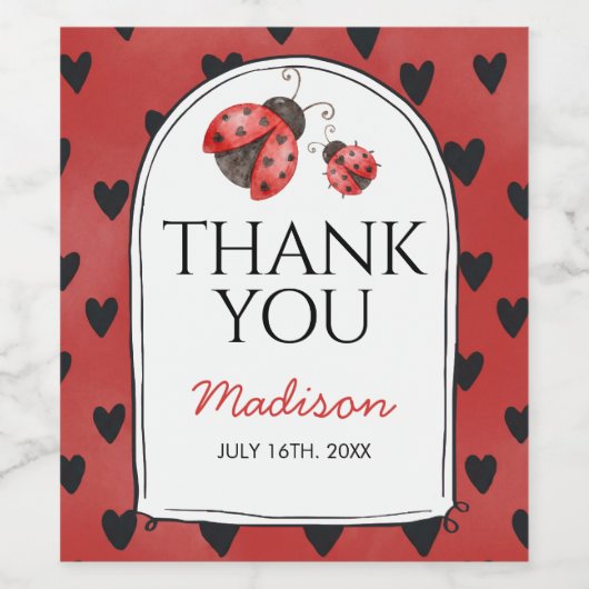 Love bug Thank You Wijn Etiket (Enkel label)