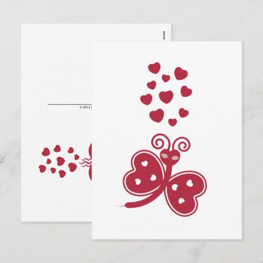 Love Bug Valentijn Briefkaart © 2012 M. Martz (Voorkant / Achterkant)
