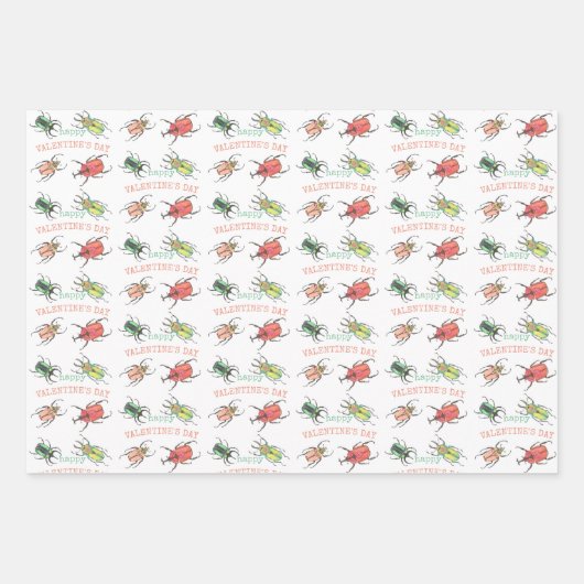 Love Bug Valentijnsdag Inpakpapier Vel (Voorkant 2)