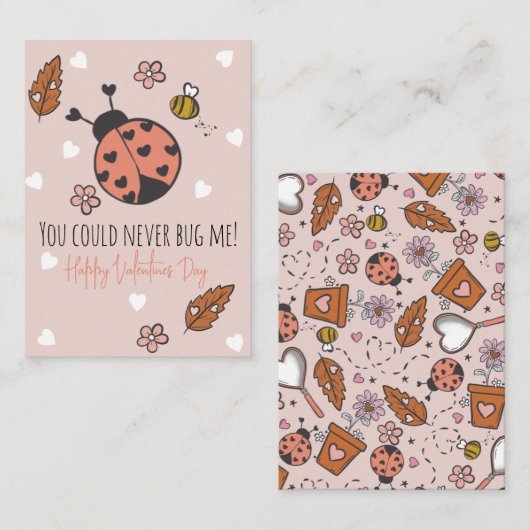 Love Bug Valentijnsdag Notitiekaartje (Voorkant / Achterkant)