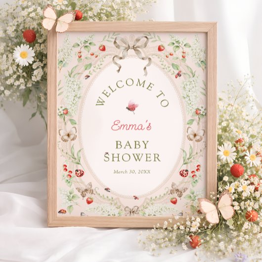 Love Bug Wildflower Boho Baby Shower Welcome  Poster