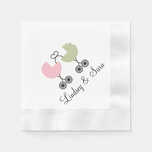 Love Buggies Joint Baby shower servetten, roze/sal Servetten (Voorkant)