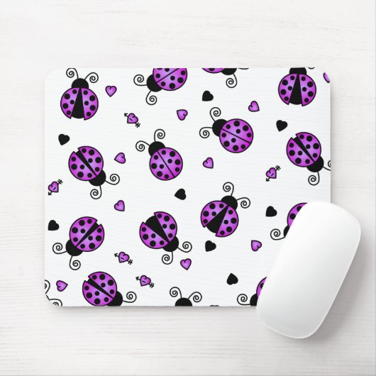 Love Bugs Paarse Ladybugs Muismat (Met muis)