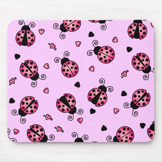 Love Bugs Pink Ladybugs Muismat (Voorkant)
