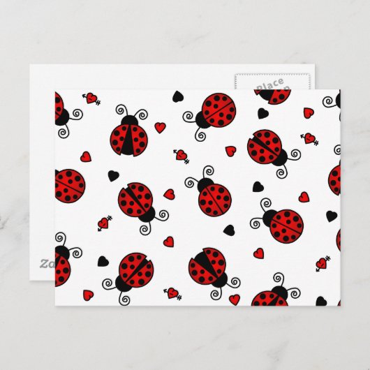 Love Bugs Red Ladybugs Briefkaart (Voorkant / Achterkant)