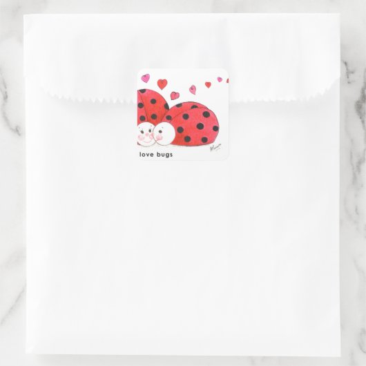 Love Bugs Vierkante Sticker (Tas)