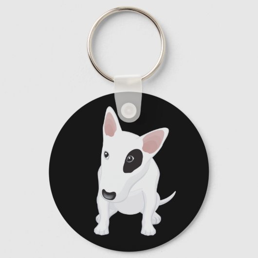 Love Bull Terrier Puppy Dog Black Sleutelhanger (Voorkant)
