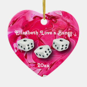 Love Bunco Dice Heart Monogram Keramisch Ornament