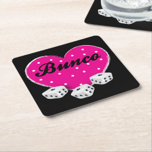 Love Bunco Pink Valentijn Heart Dice Kartonnen Onderzetters