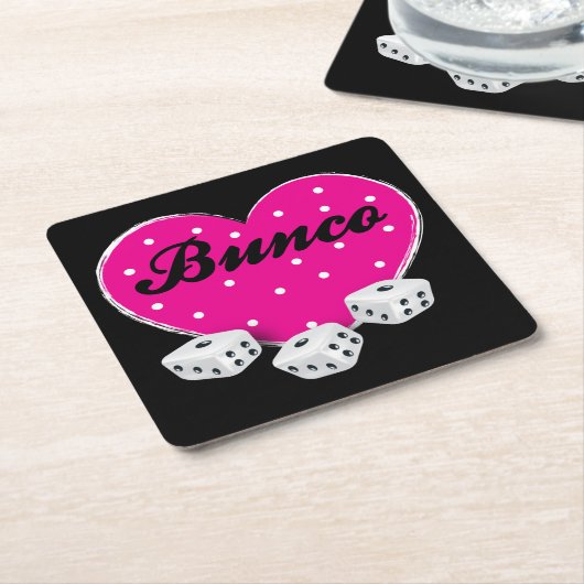 Love Bunco Pink Valentijn Heart Dice Kartonnen Onderzetters (Schuin)