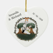 Love Bunnies | Aangepaste bruiloft Jubileum hart Keramisch Ornament (Achterkant)