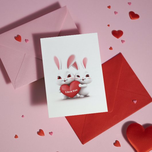 Love Bunnies | Aangepaste tekst en naam Valentijns Feestdagen Kaart
