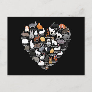 Love Bunnies Funny Rabbit Heart Feestdagenkaart