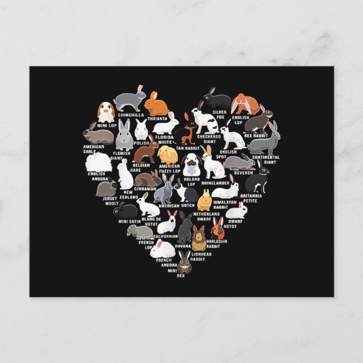 Love Bunnies Funny Rabbit Heart Feestdagenkaart (Voorkant)