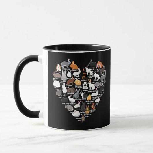 Love Bunnies Funny Rabbit Heart Mok (Links)