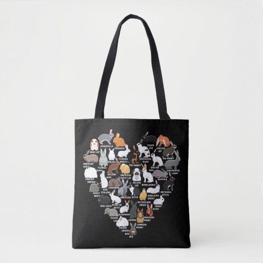 Love Bunnies Funny Rabbit Heart Tote Bag (Voorkant)