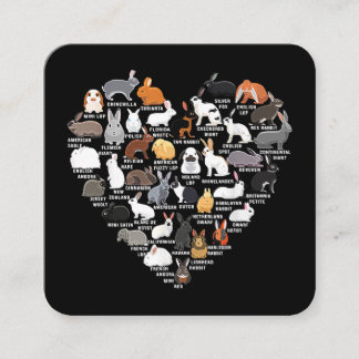 Love Bunnies Funny Rabbit Heart Vierkante Visitekaartje