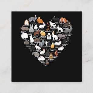 Love Bunnies Funny Rabbit Heart Vierkante Visitekaartje