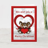 Love Bunnies Merry kerstgroet Feestdagen Kaart (Voorkant)