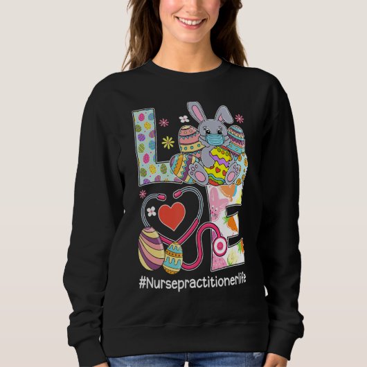 Love Bunnies Stethoscope Nurse Practitioner Life E Trui (Voorkant)