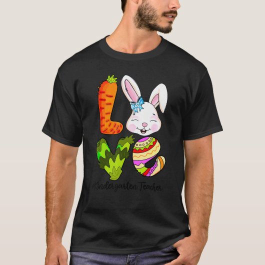 Love Bunny Easter Day Kindergarten Teacher Hunting T-shirt (Voorkant)