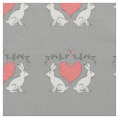 Love Bunny & Hearts Custom Fabric Print - Grey Stof (Close Up)