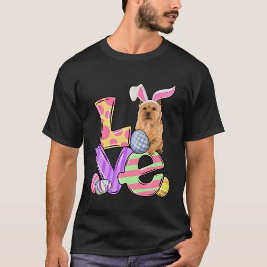 LOVE Bunny Norwich Terrier Dog Easter Eggs Easter  T-shirt (Voorkant)