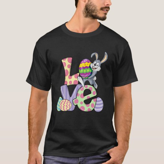 Love Bunny Rabbit Pastel Spring Hunt Eggs Rabbit E T-shirt (Voorkant)