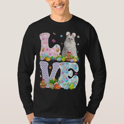 Love Bunny Ragdoll Cat & Easter Egg Basket Easter T-shirt (Voorkant)
