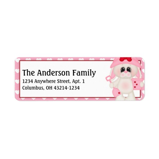 Love Bunny Valentijn Return Address Labels d4 (Voorkant)