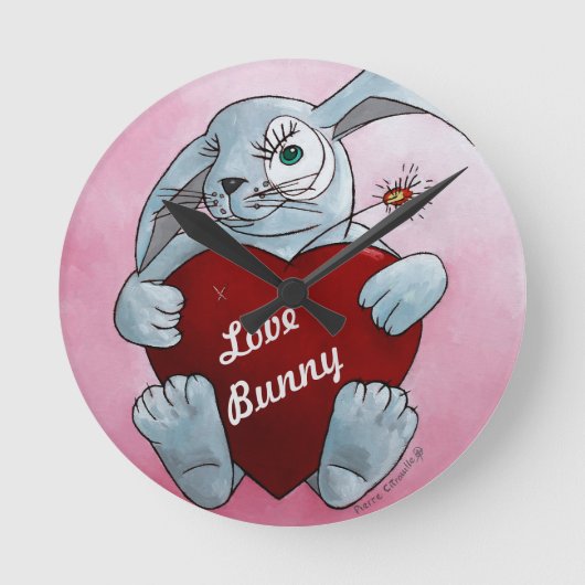 Love Bunny Wall Clock Ronde Klok (Voorkant)