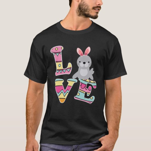 Love Bunny Zee Lion Eggs Hunting Happy Easter Day T-shirt (Voorkant)