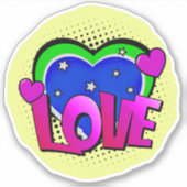 Love Burst Pop Art Paars Blue 4-inch vinyl Sticker (Voorkant)