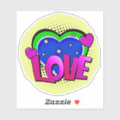 Love Burst Pop Art Paars Blue 4-inch vinyl Sticker (Vel)