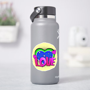 Love Burst Pop Art Paars Blue 4-inch vinyl Sticker