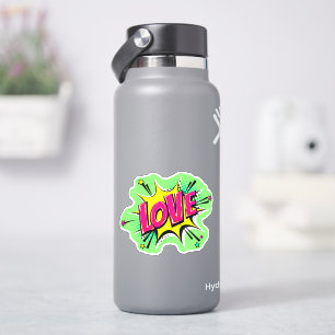Love Burst Pop Art Pink Yellow Green 4-inch vinyl Sticker