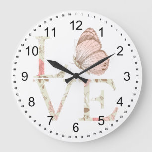 Love Butterfly Floral Grote Klok